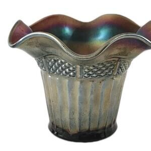 Vintage Northwood Amethyst Carnival Glass Flare Hat/vase